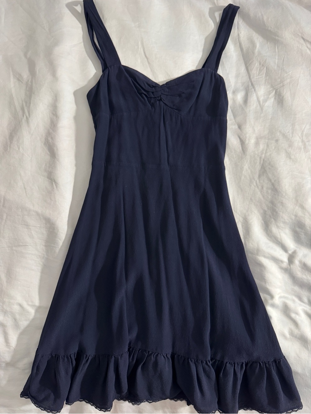 Aritzia Navy Blue Women’s Midi Ruffled Hem Dress